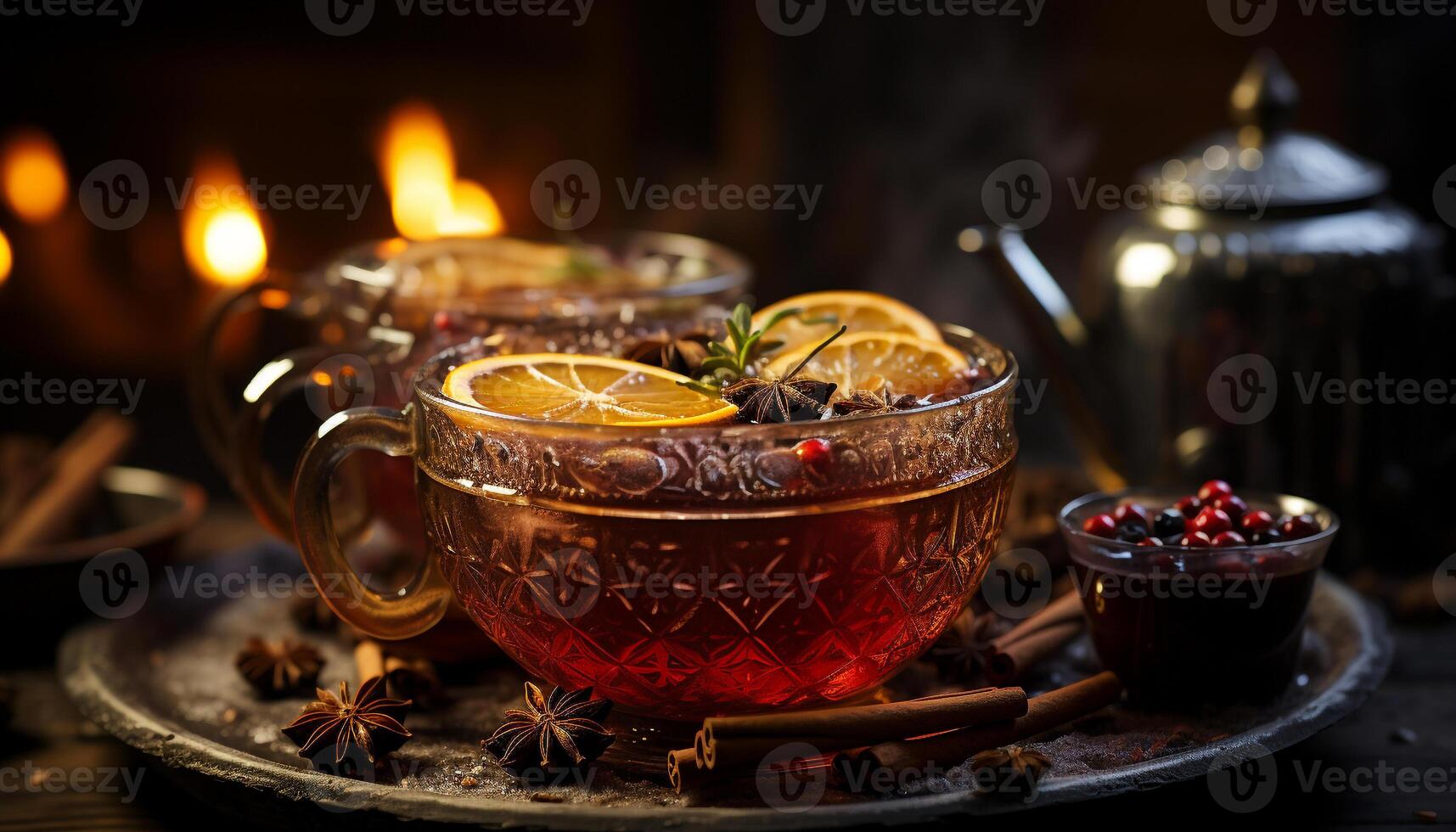 AI generated Hot drink on wooden table brings warmth generated by AI photo