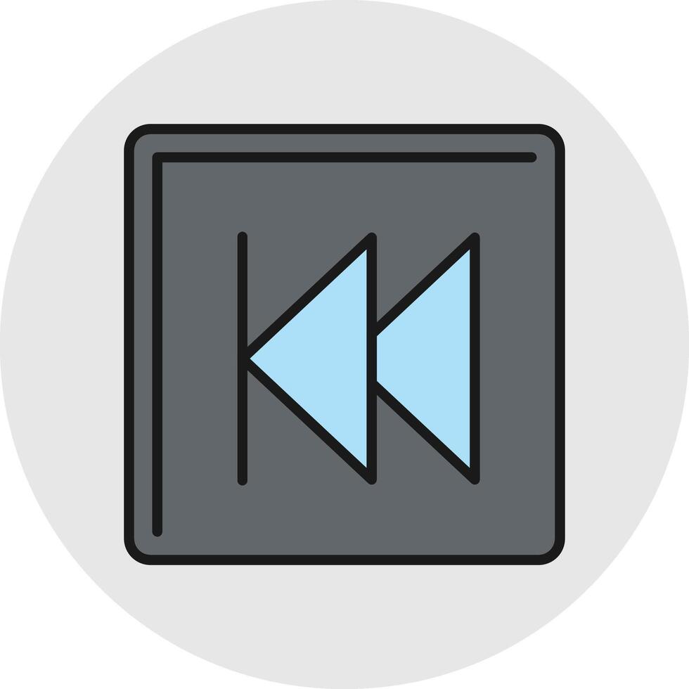 Backward Line Filled Light Circle Icon vector
