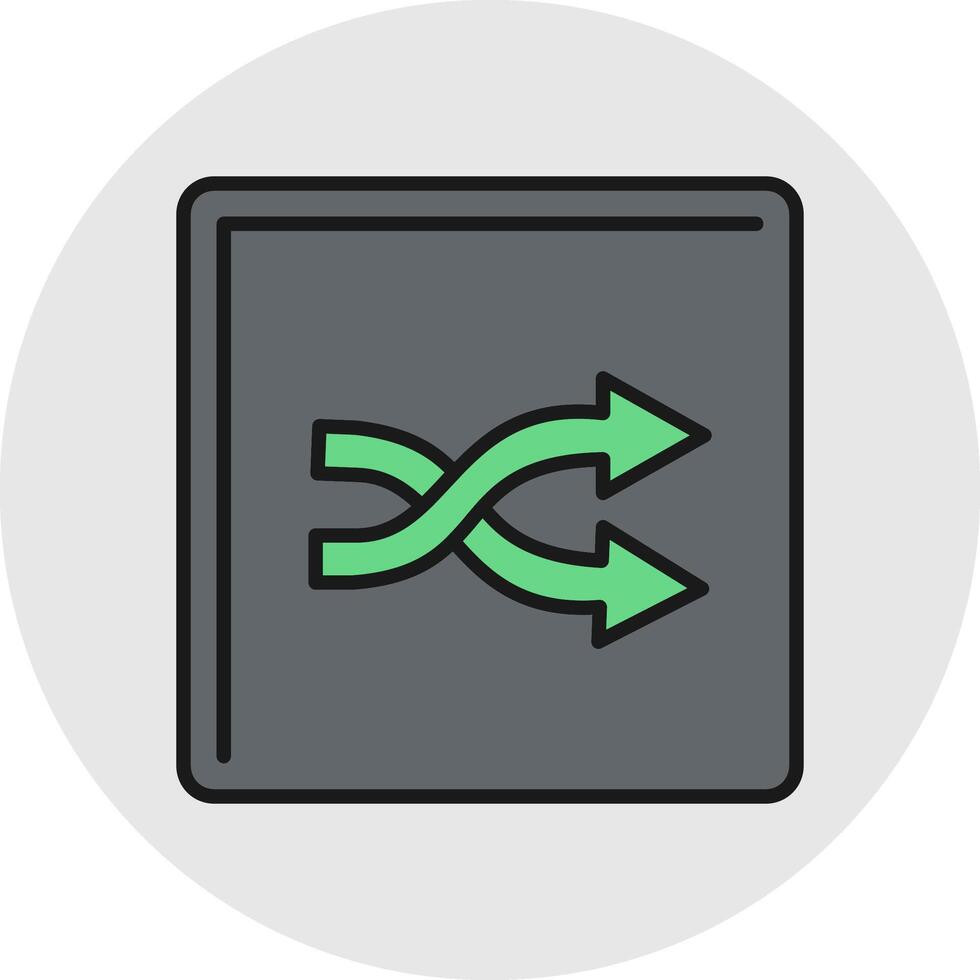 Shuffle Line Filled Light Circle Icon vector
