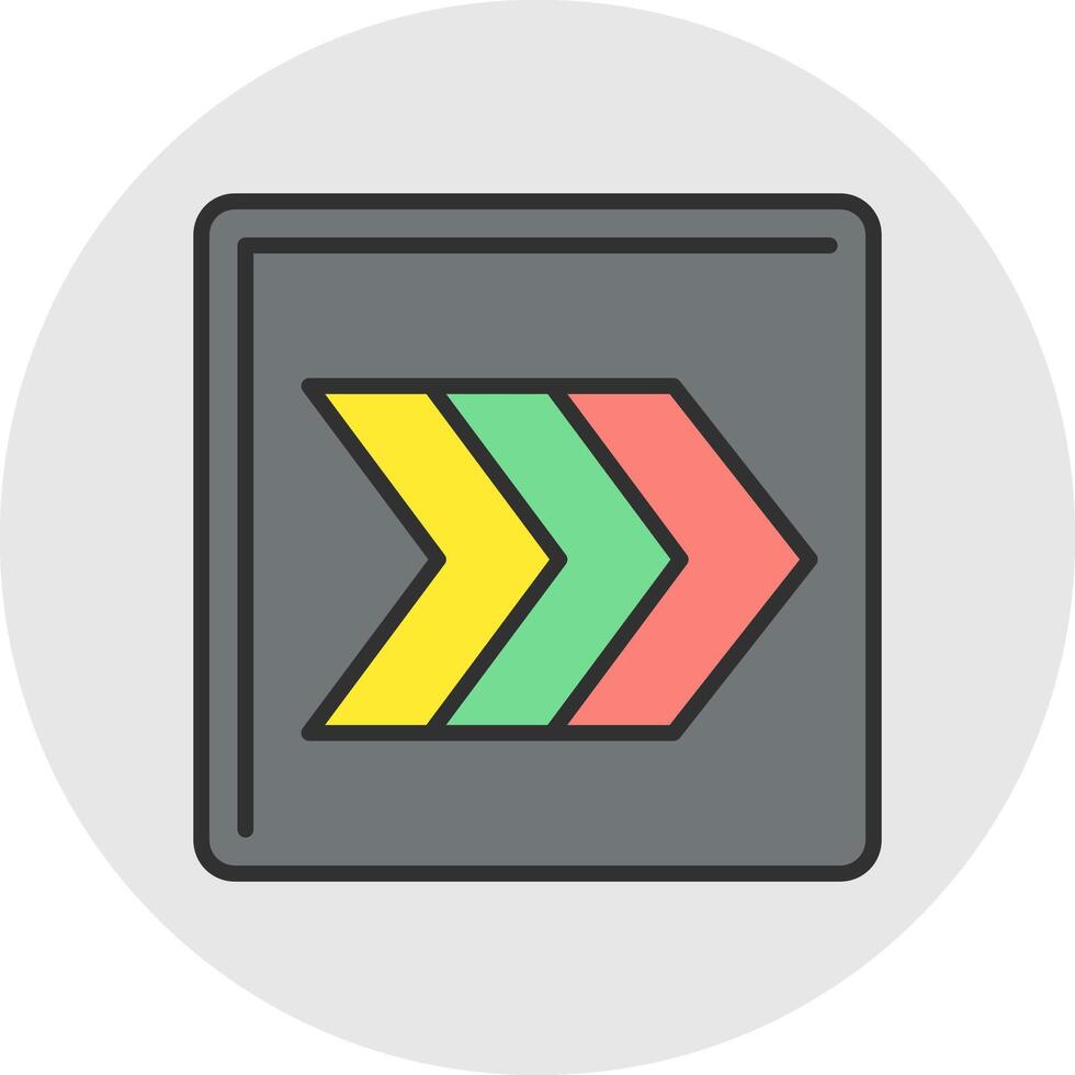 Right Chevron Line Filled Light Circle Icon vector