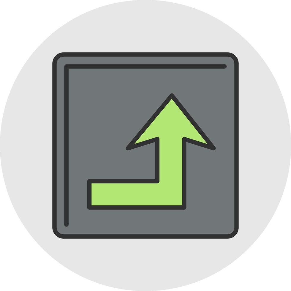 Turn Up Line Filled Light Circle Icon vector