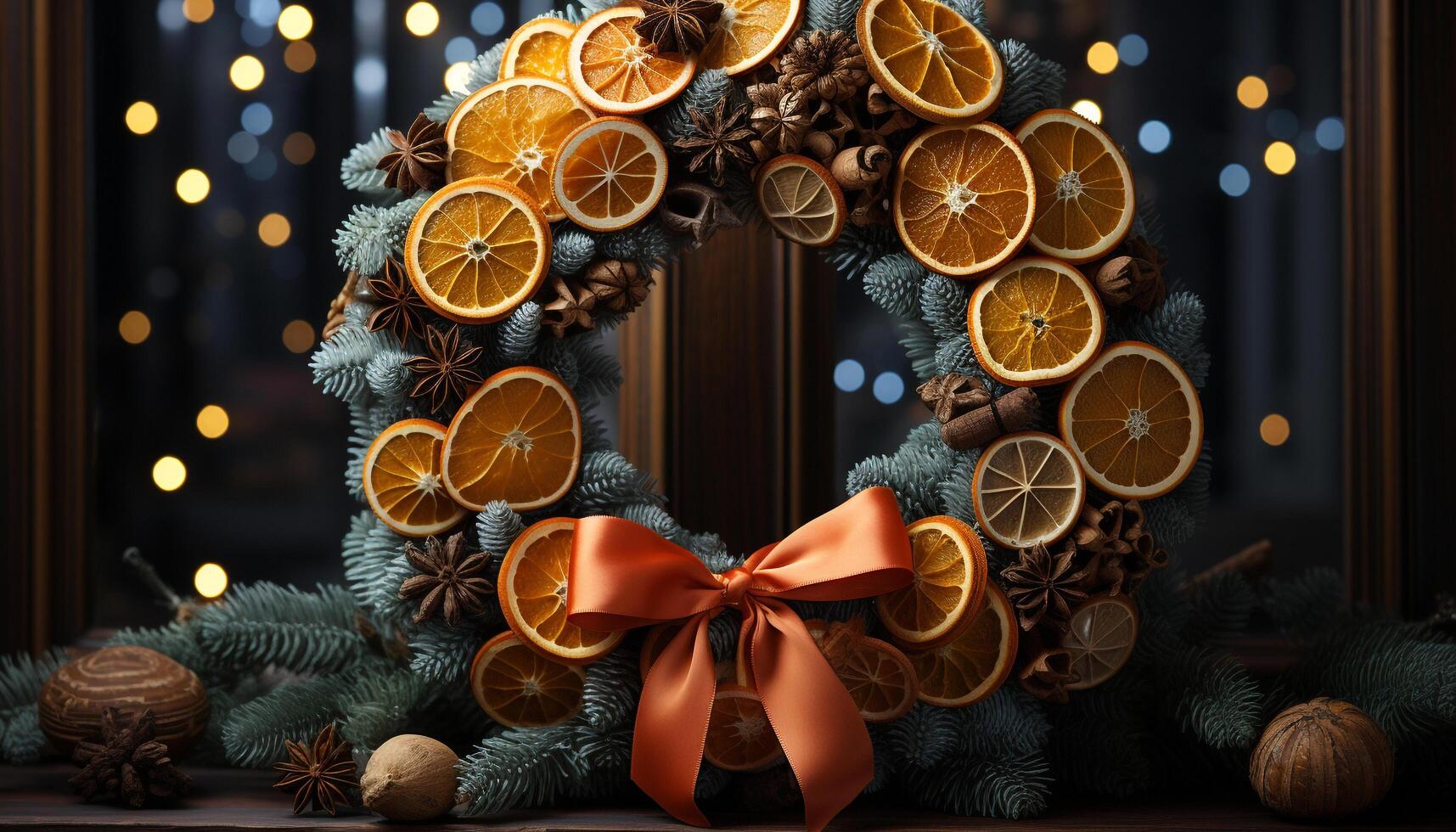 AI generated Christmas tree adorned with homemade chocolate candy generated by AI photo