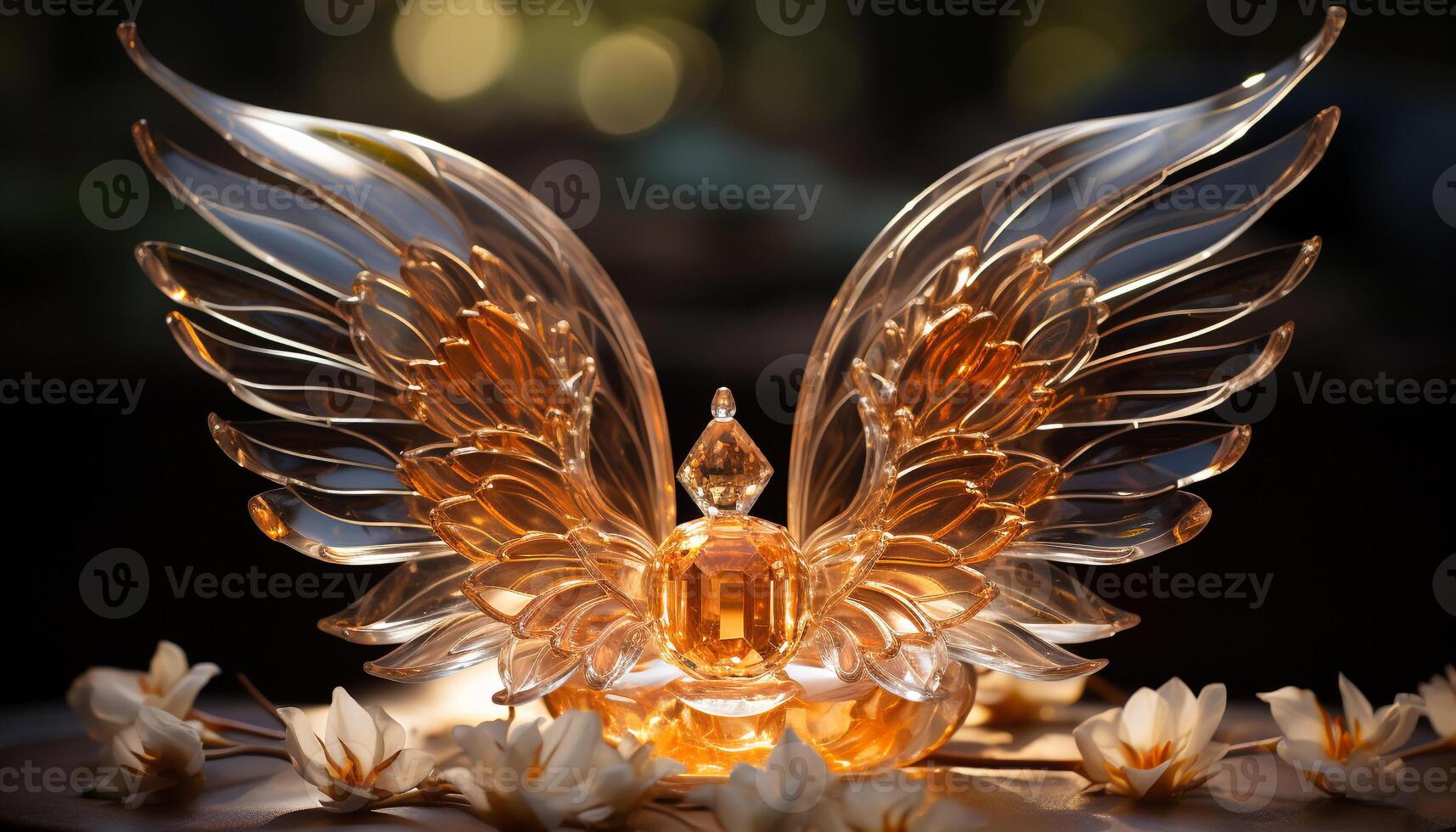 AI generated Glowing golden feather symbolizes spirituality and elegance generated by AI photo