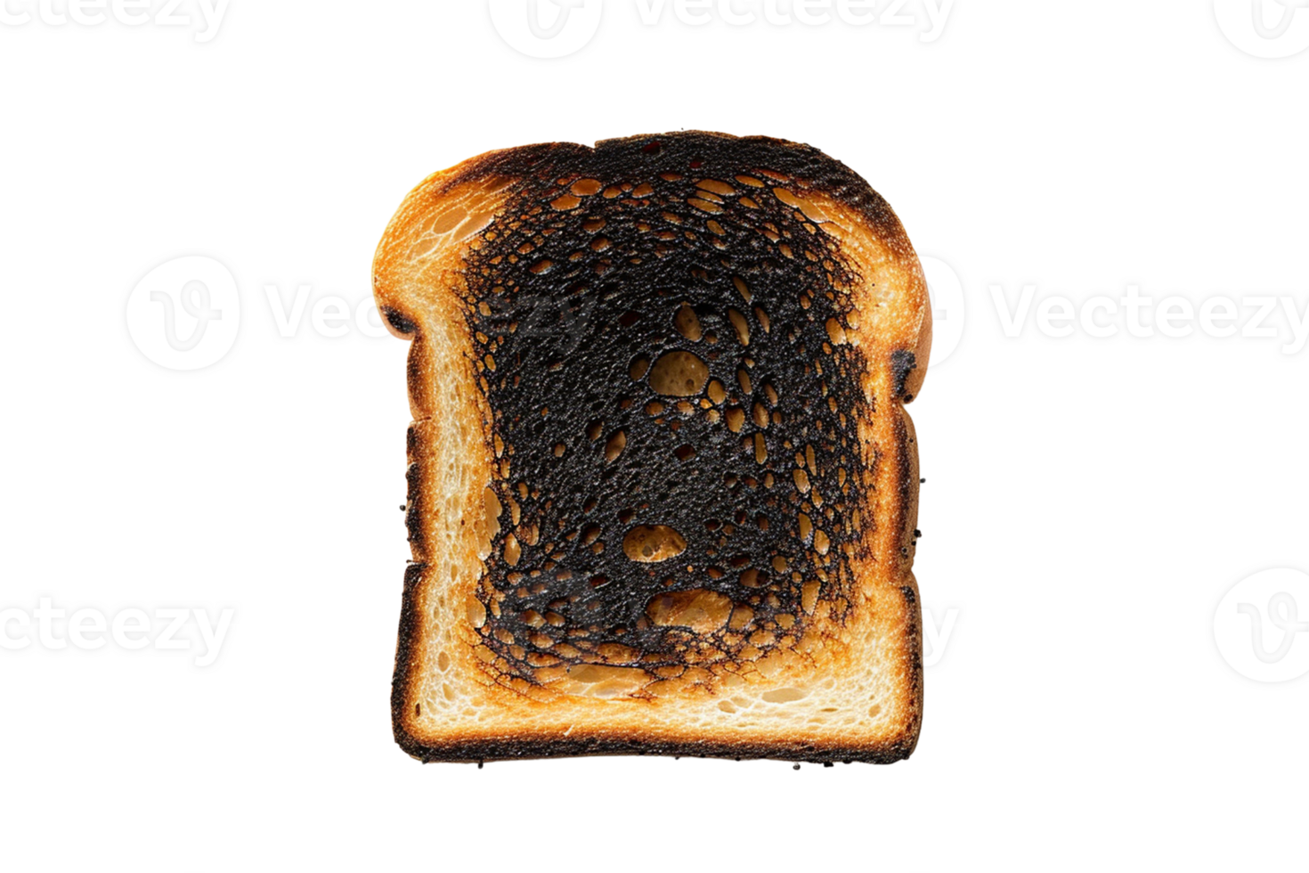 AI generated Slice of bread heavily burnt isolated on transparent background, png