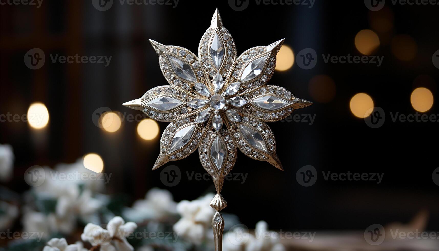 AI generated Shiny candle illuminates elegant table in decorated celebration generated by AI photo