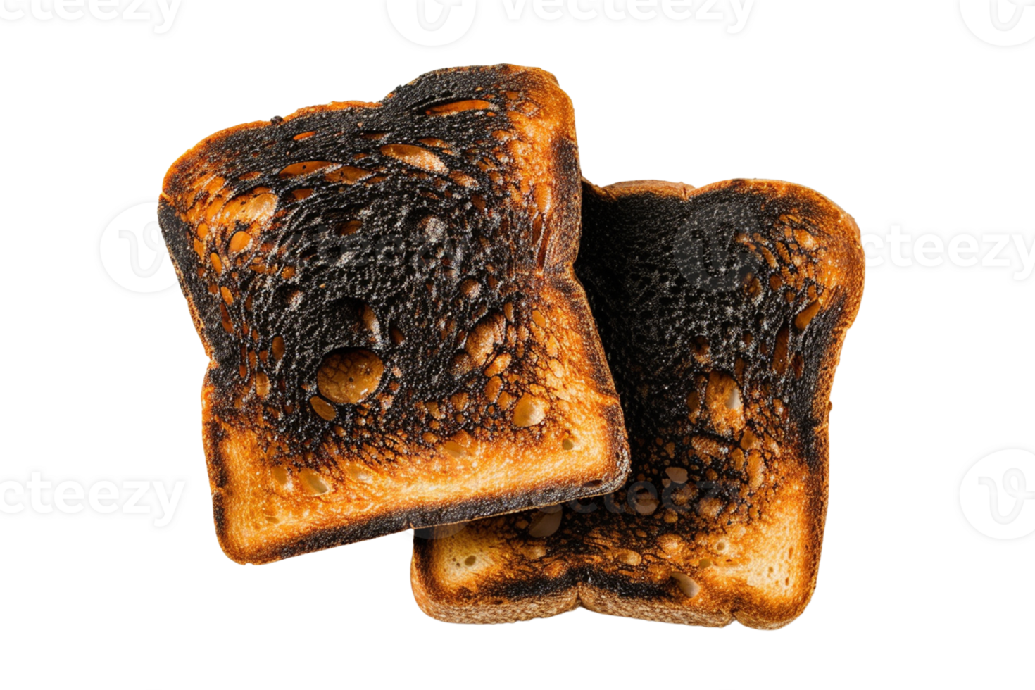 AI generated Two pieces of burnt toast isolated on transparent background, png