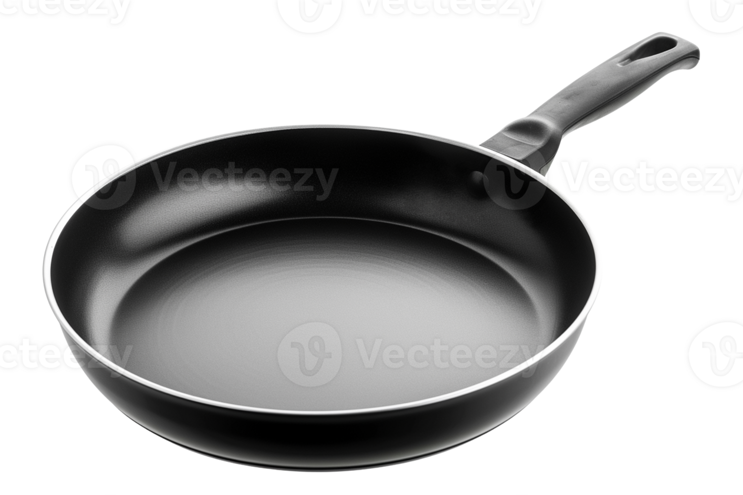 AI generated A clean black non-stick frying pan isolated on transparent background, png