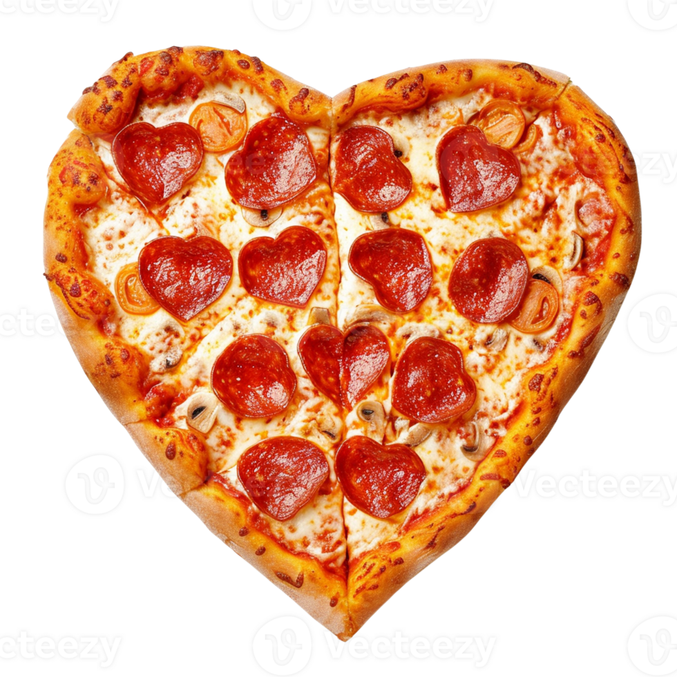 AI generated Pizza in the shape of a heart isolated on transparent background, png