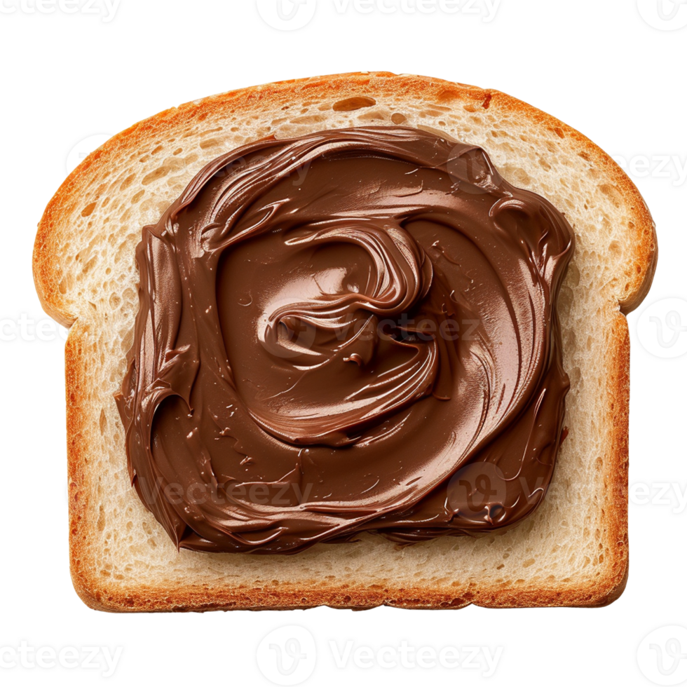 AI generated A piece of white bread with chocolate spread on it isolated on transparent background, png