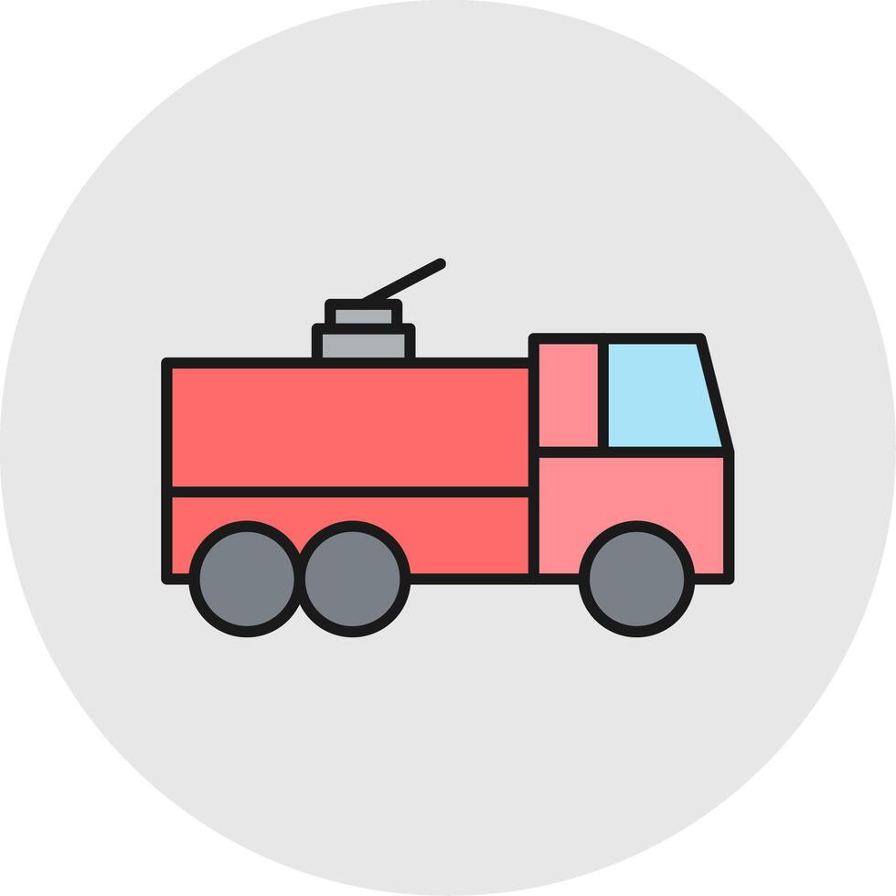 Fire Truck Line Filled Light Circle Icon vector