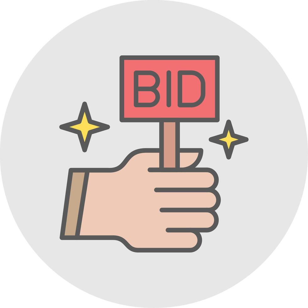 Bid Line Filled Light Circle Icon vector