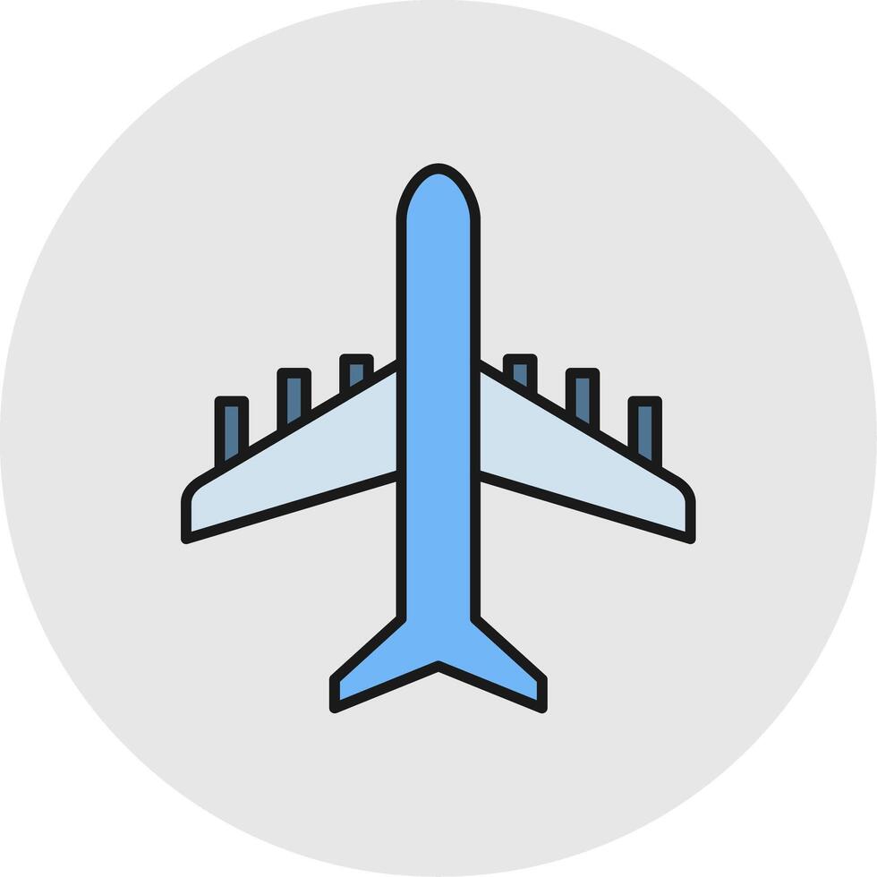 Plane Line Filled Light Circle Icon vector