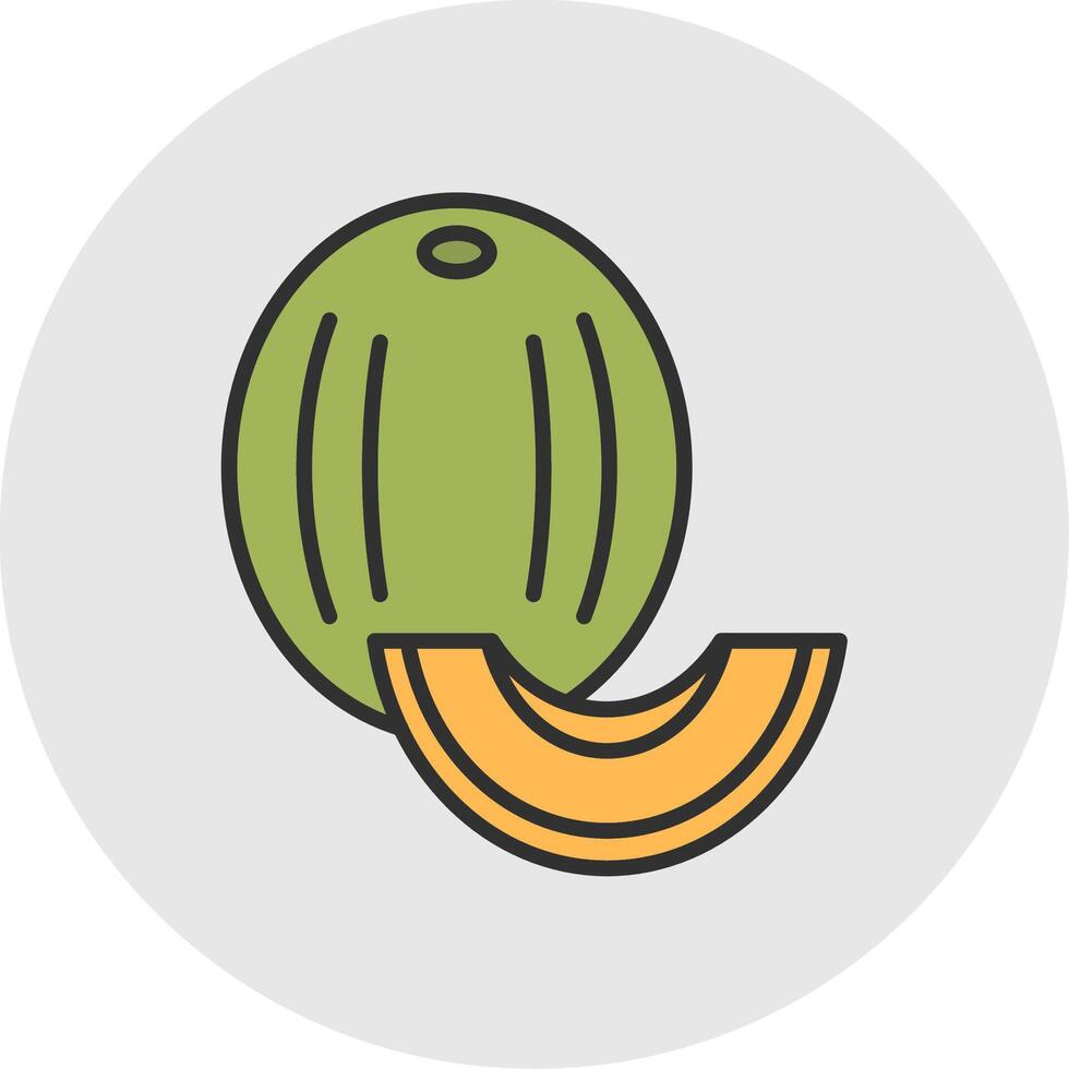 gotas de miel melón línea lleno ligero circulo icono vector