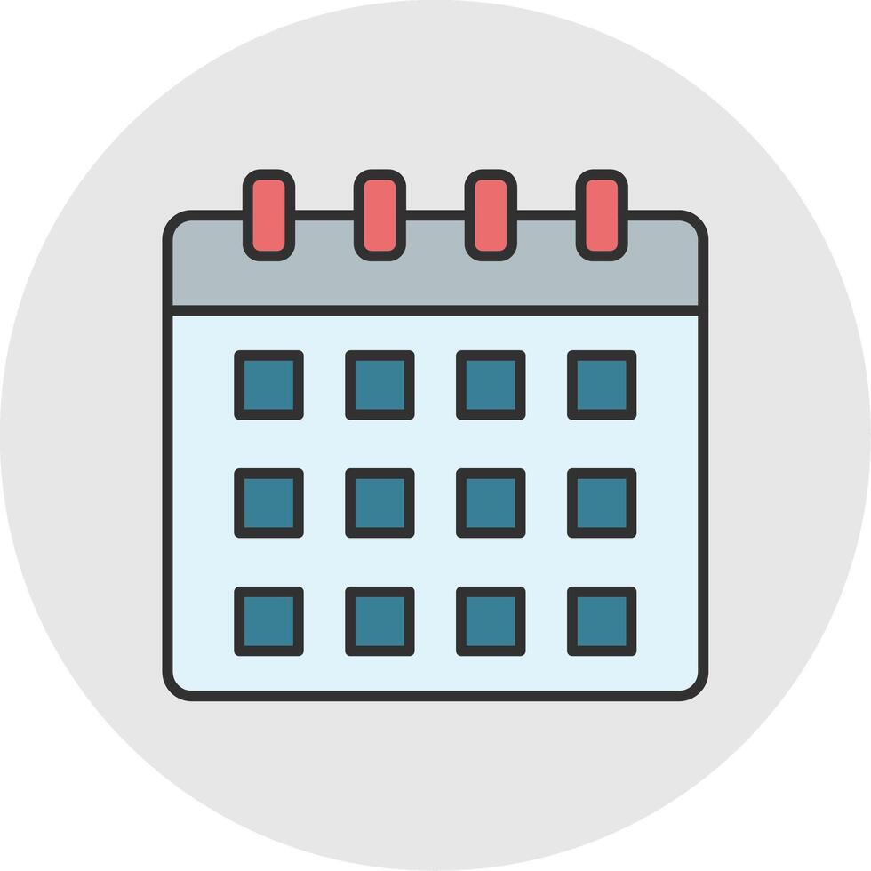 Calender Line Filled Light Circle Icon vector