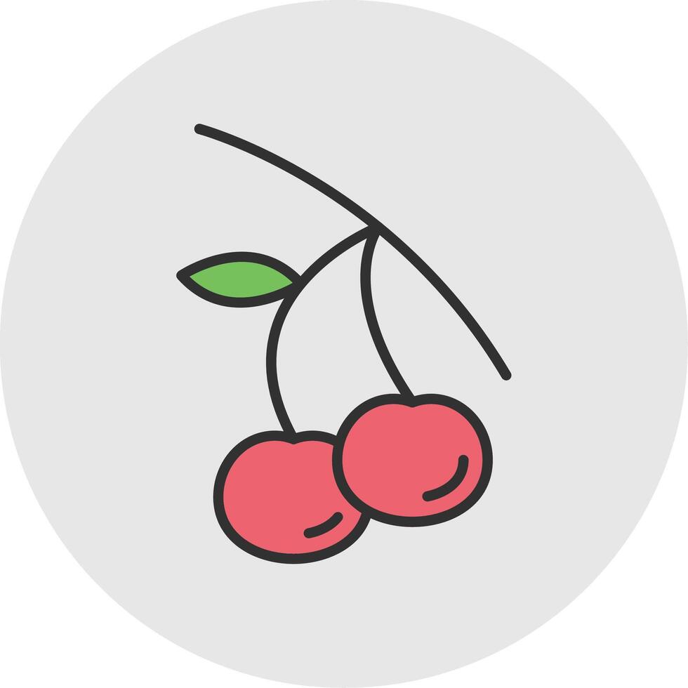 Cherries Line Filled Light Circle Icon vector