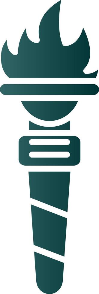 Torch Glyph Gradient Green Icon vector