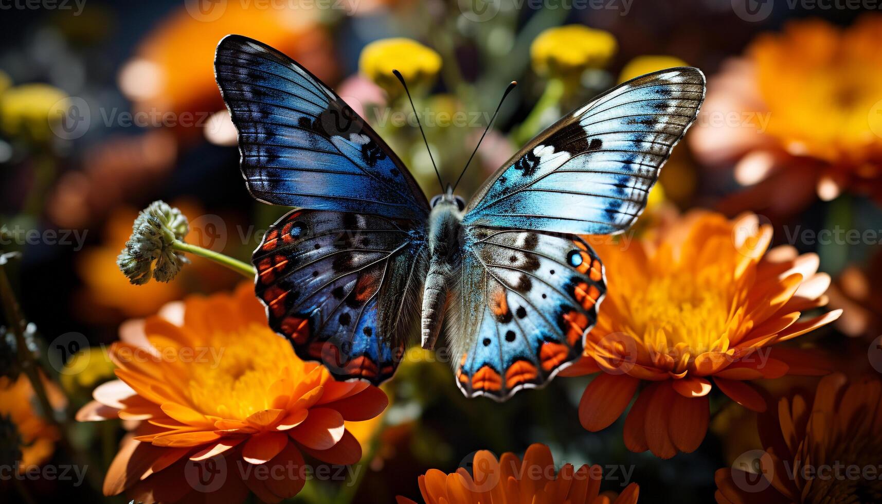 AI generated Butterfly wing showcases vibrant colors in nature generated by AI photo