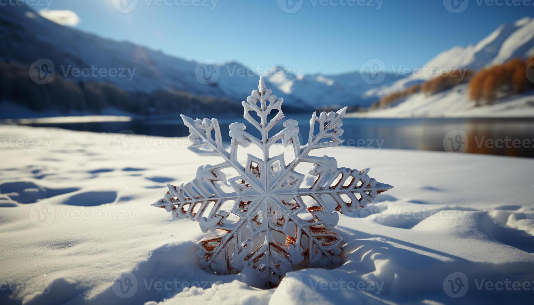 AI generated Winter beauty snow covered mountains, frosty trees, tranquil scene generated by AI photo