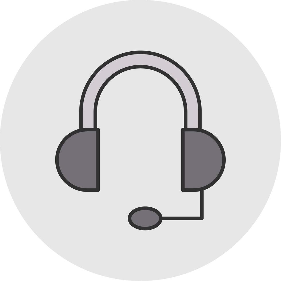 Headphone Line Filled Light Circle Icon vector