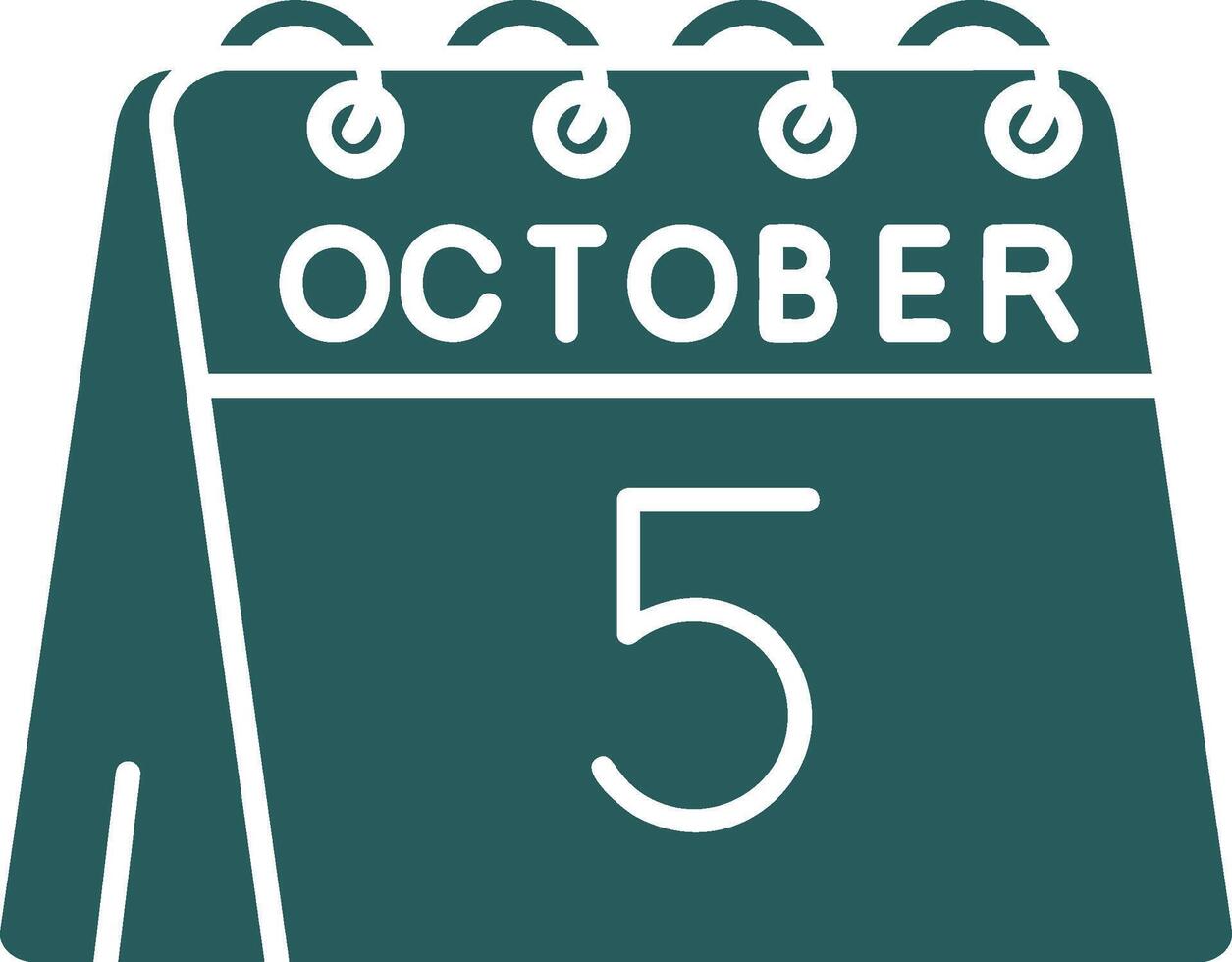 5th of October Glyph Gradient Green Icon vector