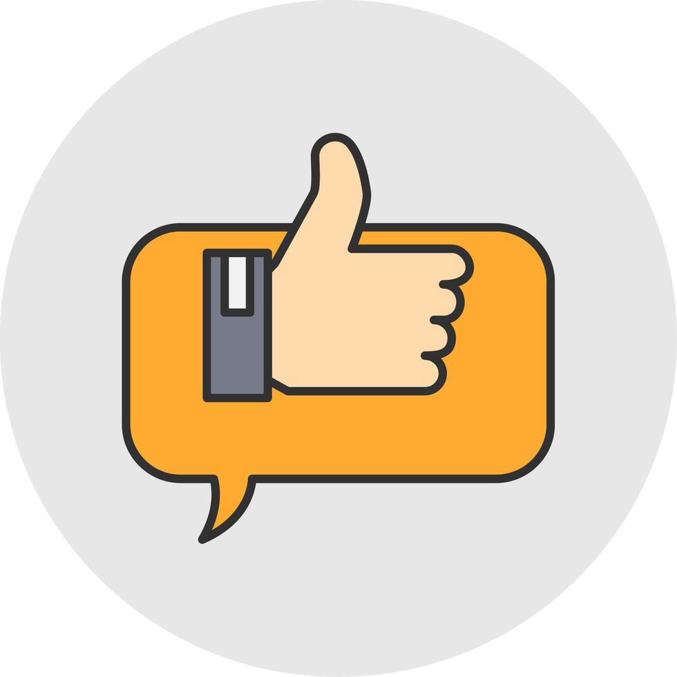 Positive Comment Line Filled Light Circle Icon vector