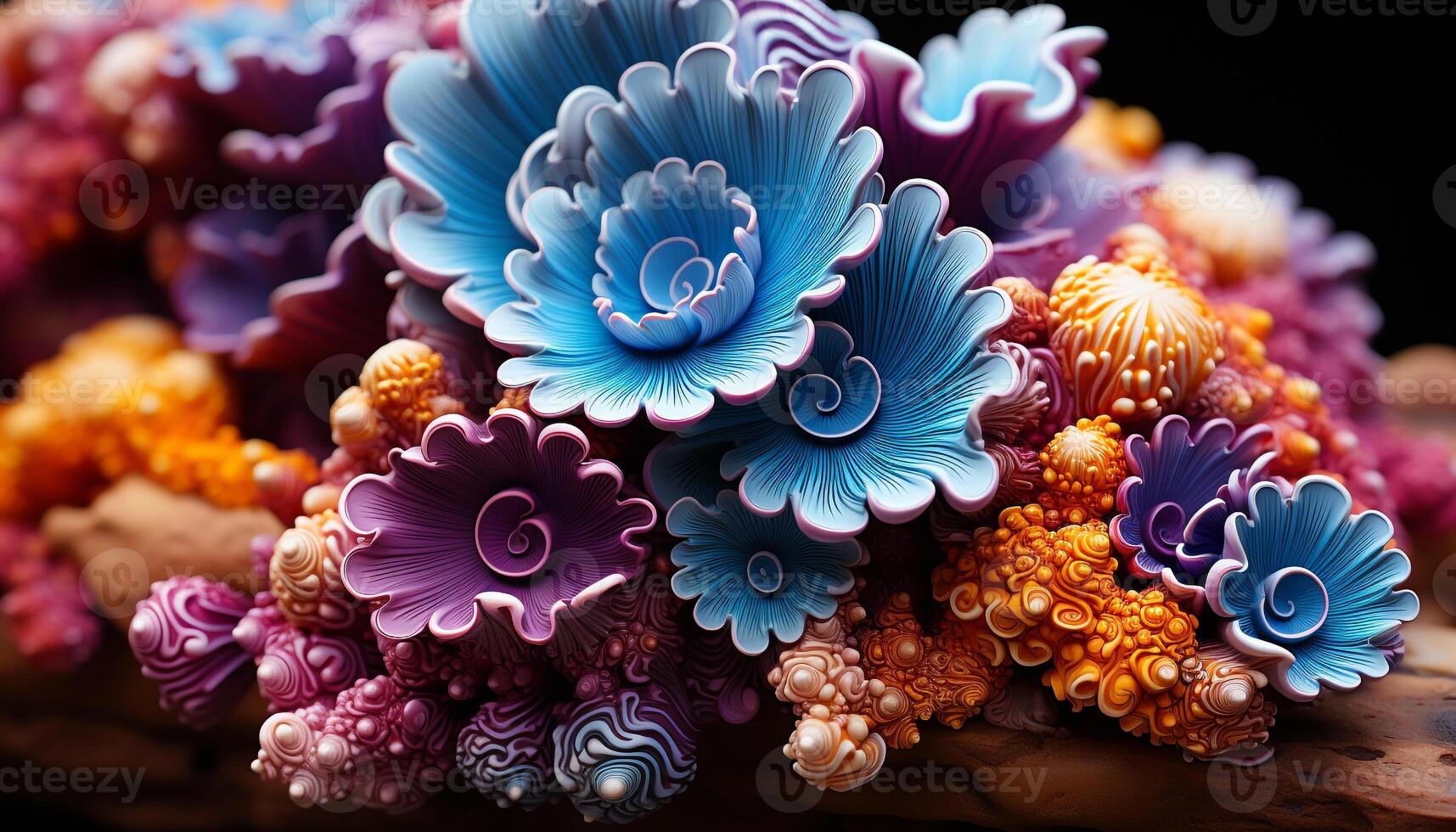 AI generated Underwater fish in multi colored coral reef generated by AI photo