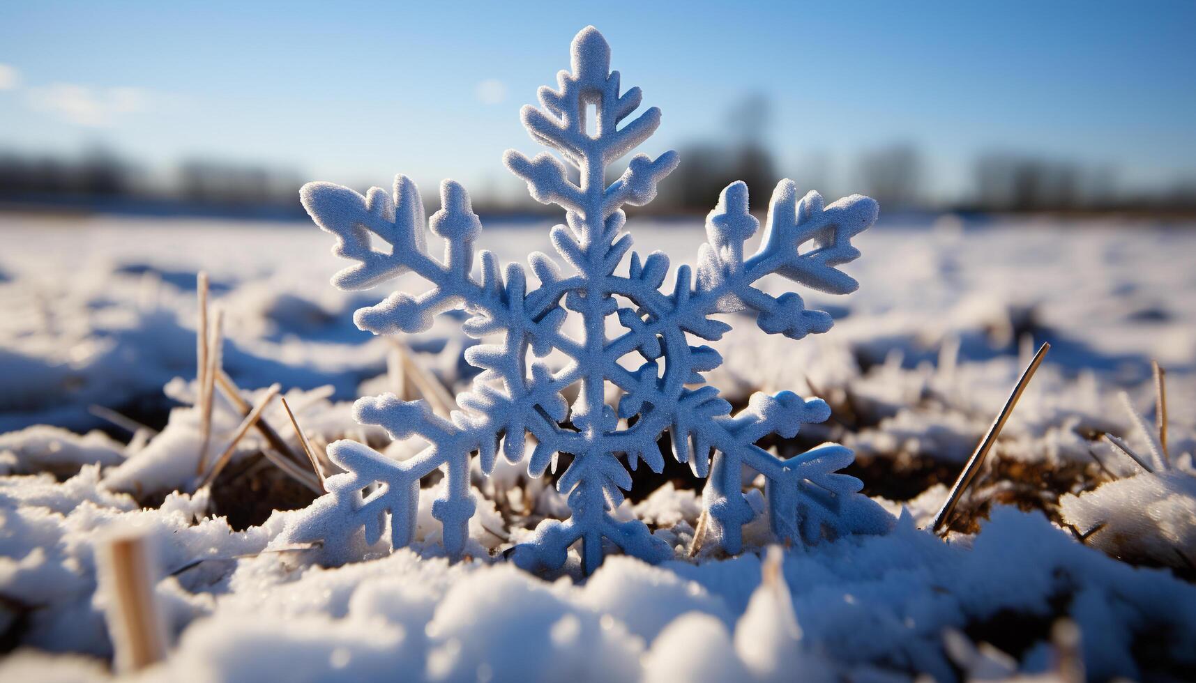 AI generated Winter snowflake, nature frozen beauty in abstract design generated by AI photo