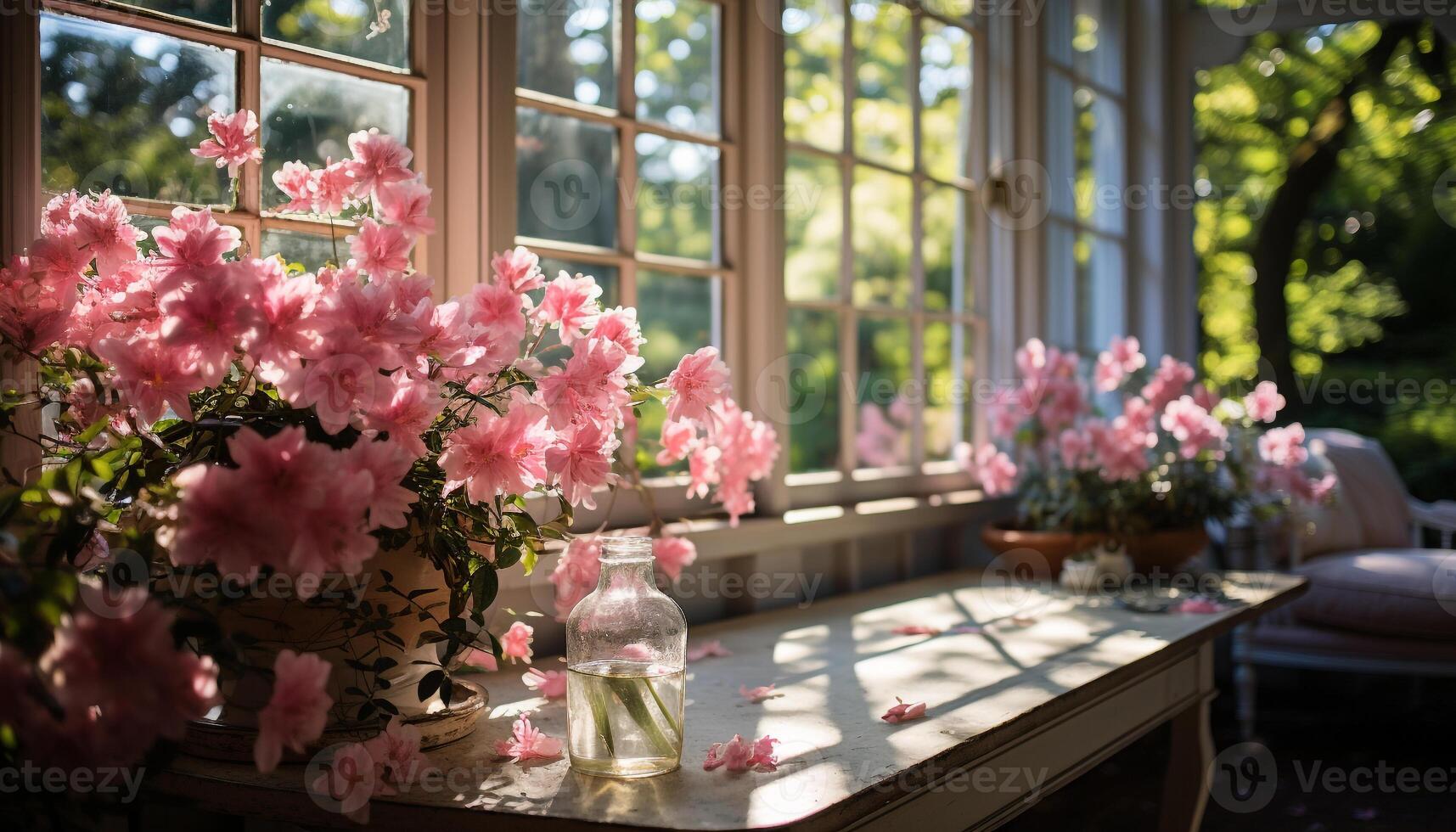 AI generated Freshness and beauty in nature, pink blossoms generated by AI photo