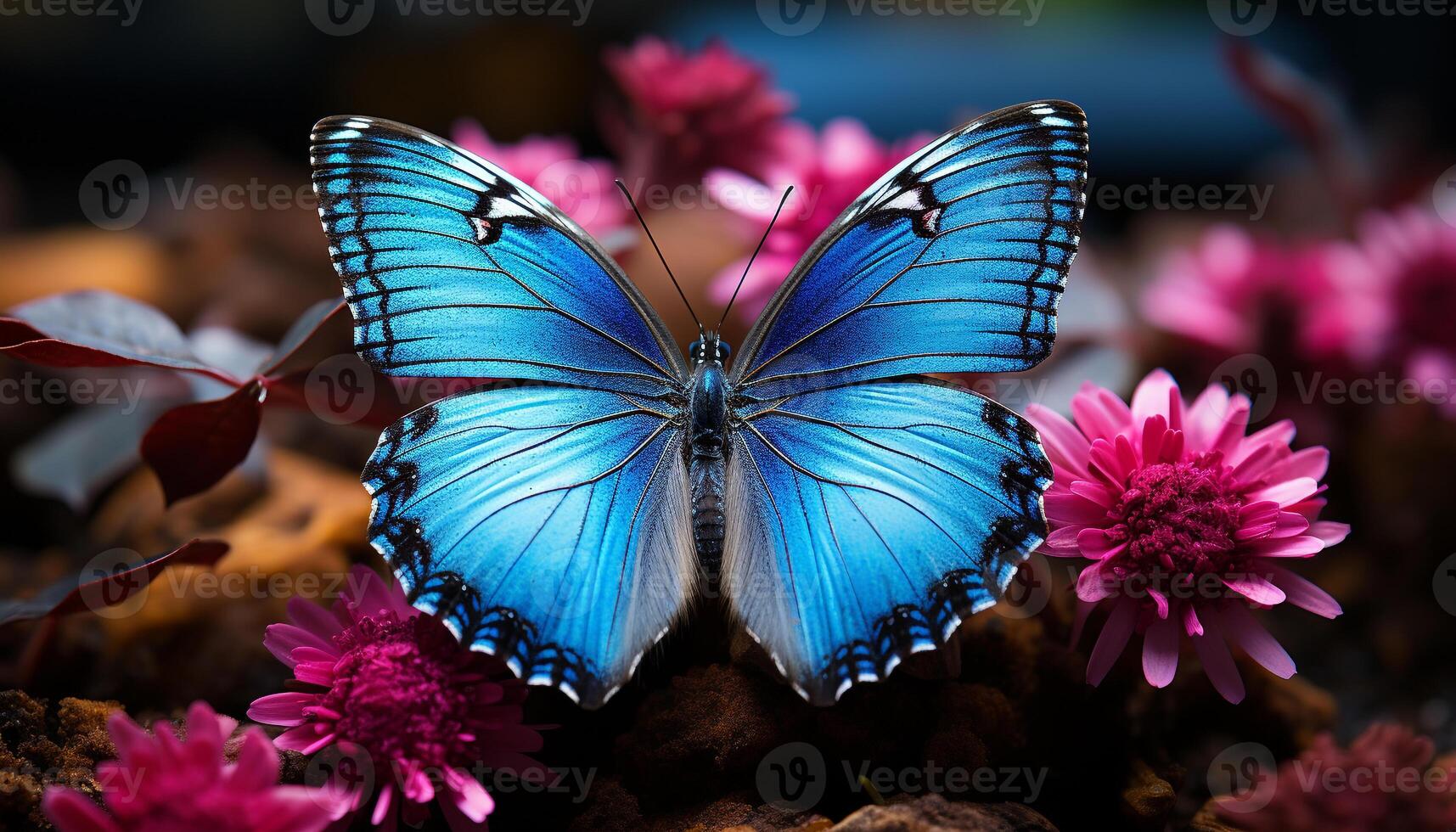 AI generated Butterfly wing showcases vibrant colors in nature generated by AI photo