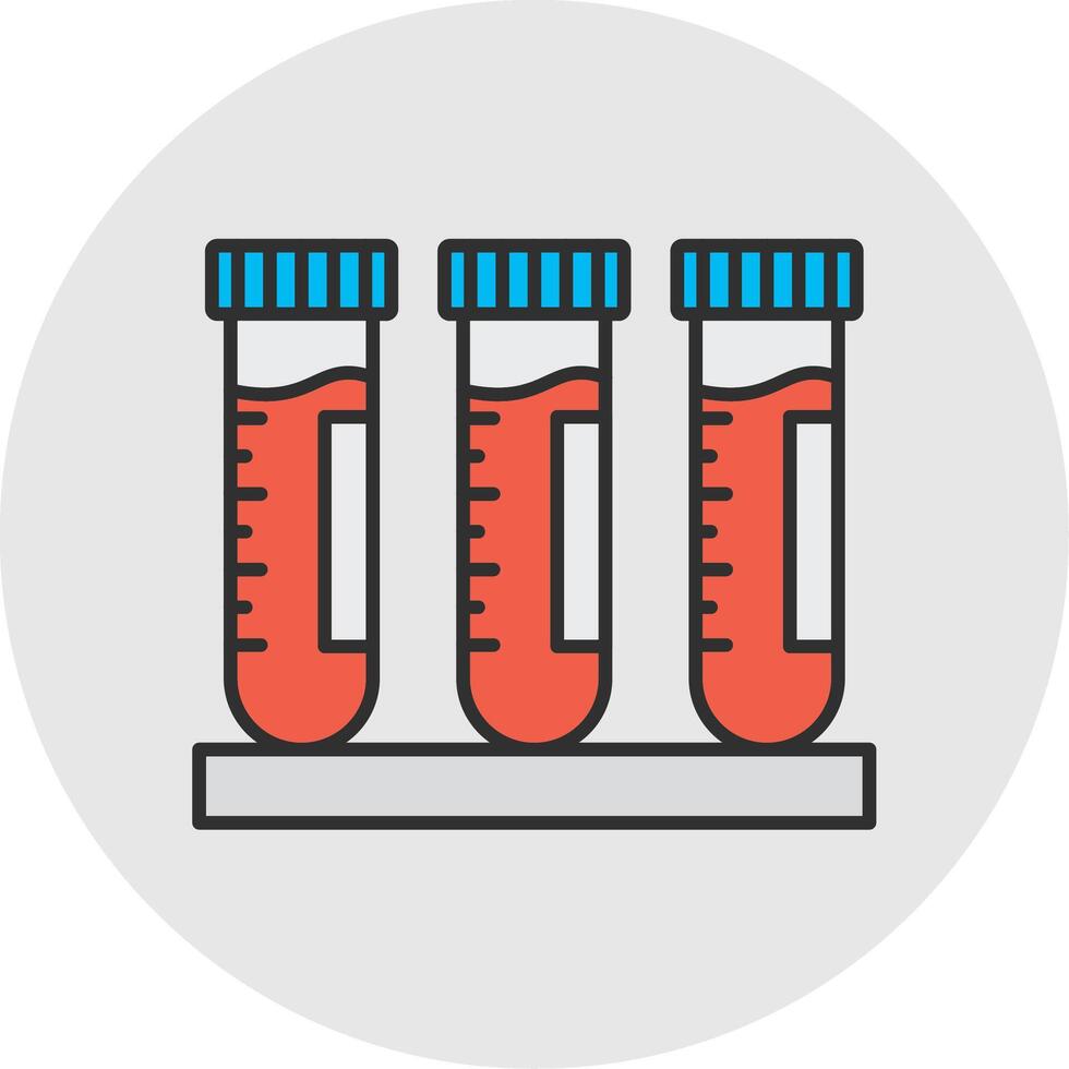 Test Tube Line Filled Light Circle Icon vector