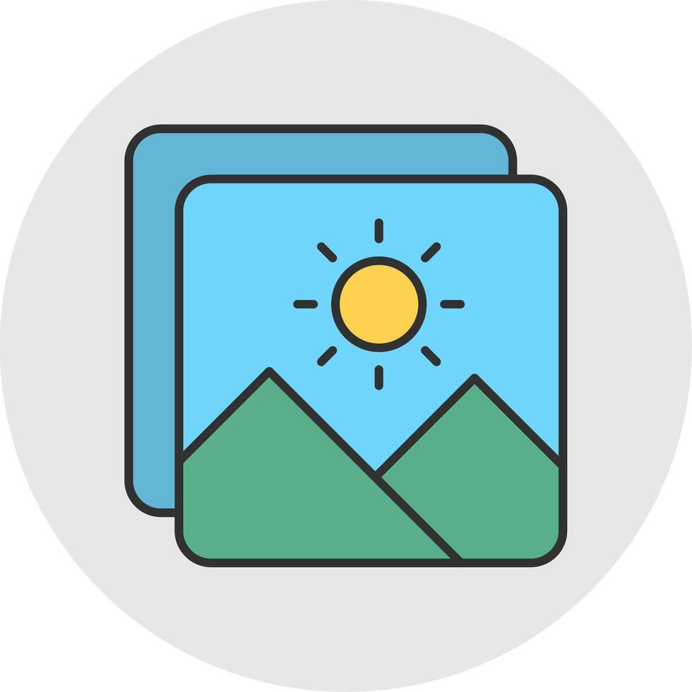 Photo Line Filled Light Circle Icon vector