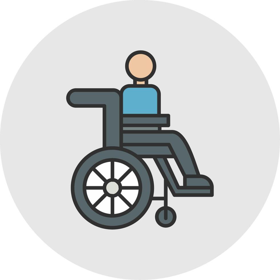 Disabled Person Line Filled Light Circle Icon vector