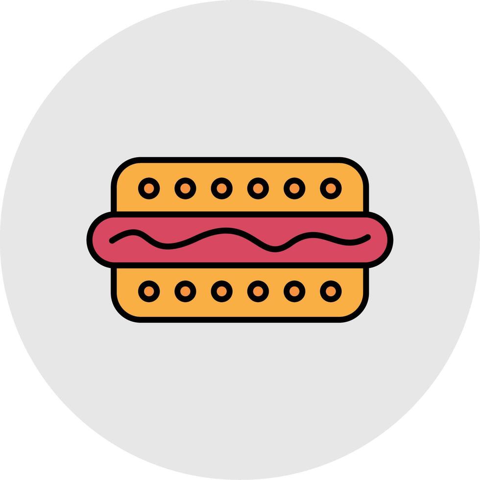 Hot Dog Line Filled Light Circle Icon vector