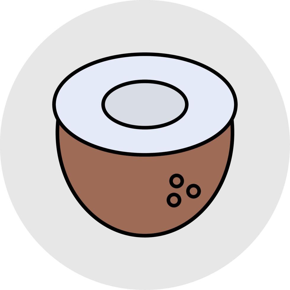 Coco línea lleno ligero circulo icono vector