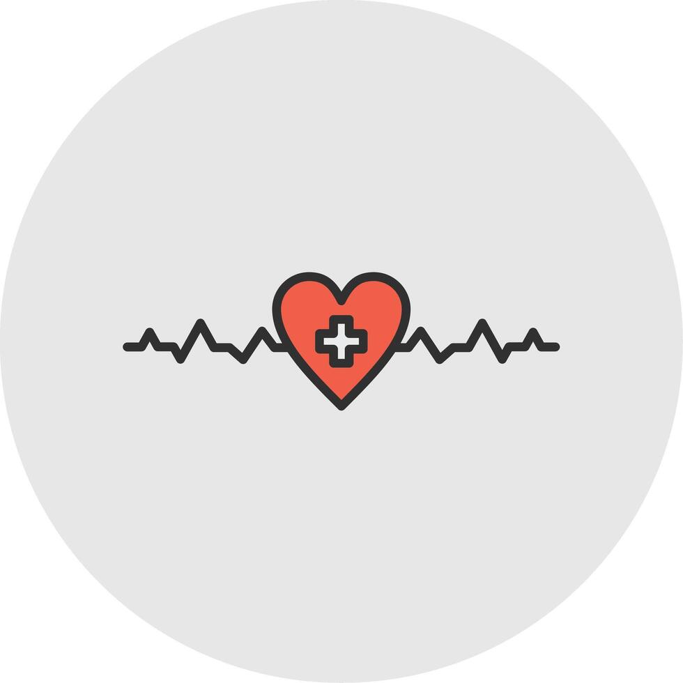 Heartbeat Line Filled Light Circle Icon vector