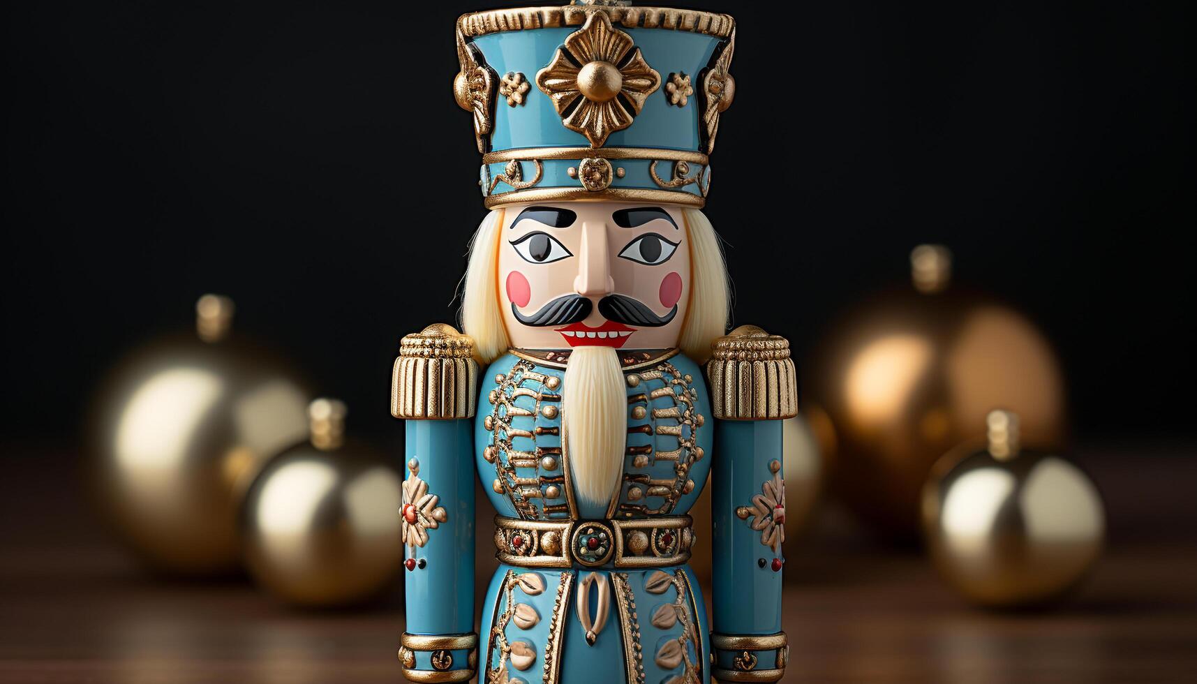 AI generated Wooden toy soldier brings joy to Christmas celebration generated by AI photo