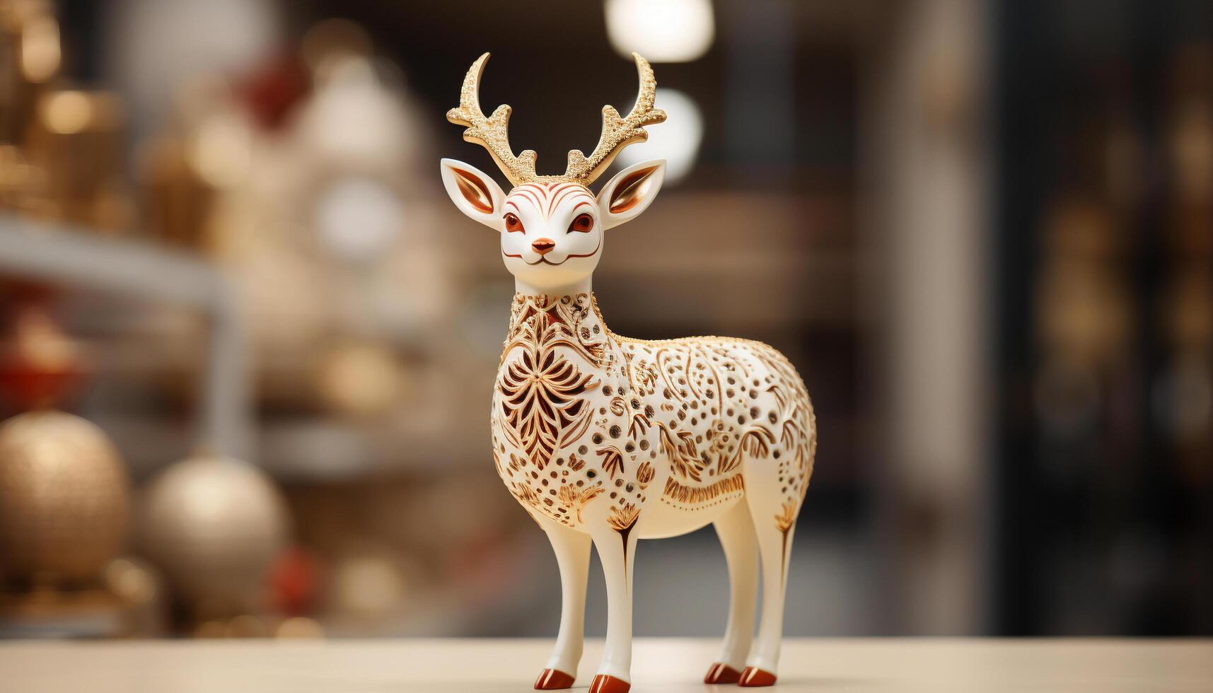AI generated Winter deer figurine, a cute Christmas ornament generated by AI photo