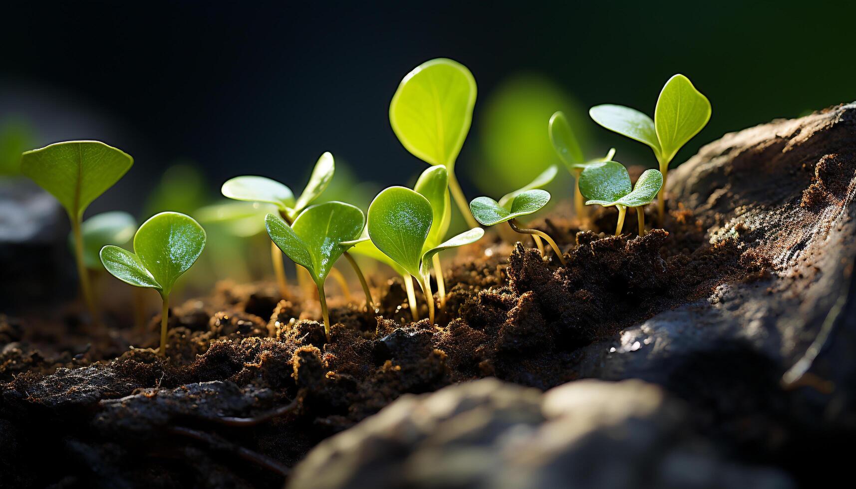 AI generated New life sprouts from the fertile soil generated by AI photo