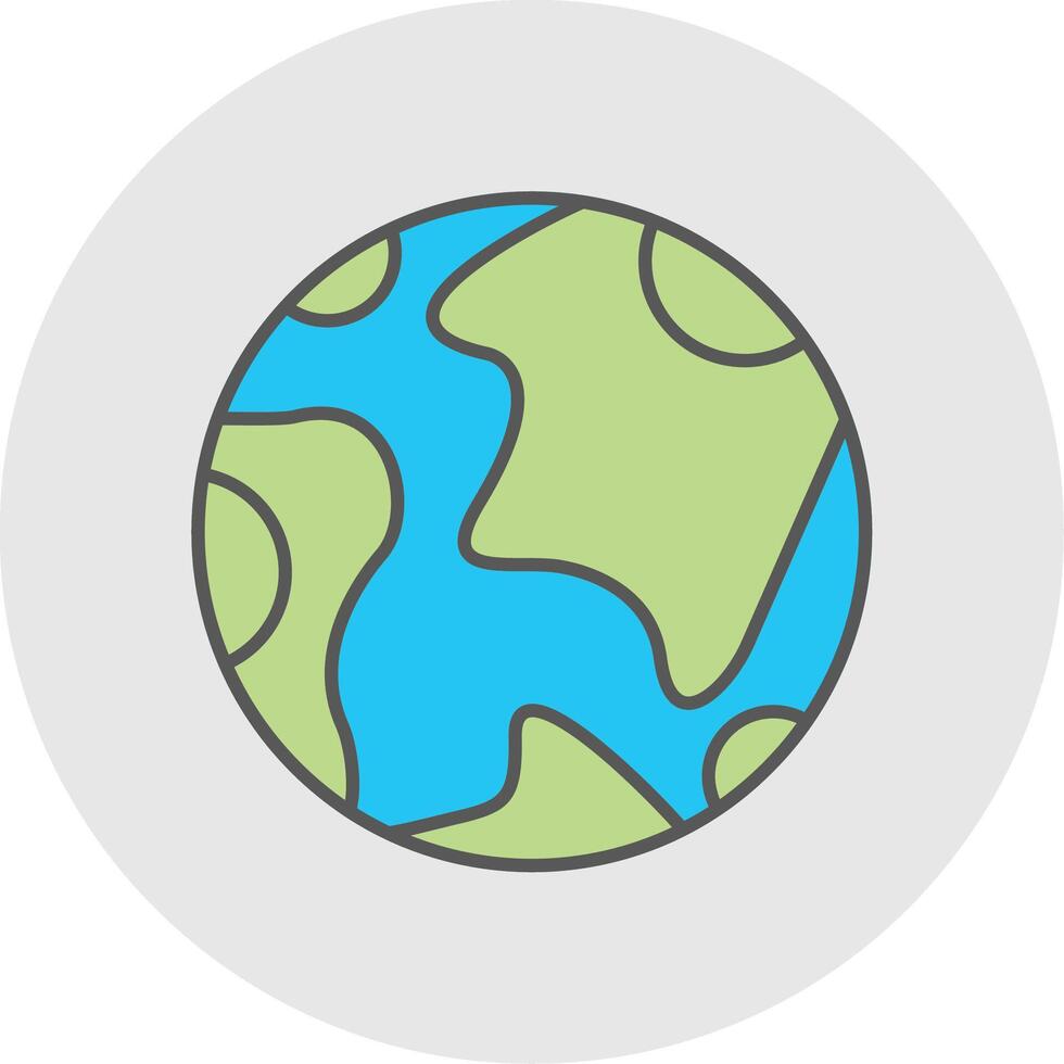 Earth Line Filled Light Circle Icon vector