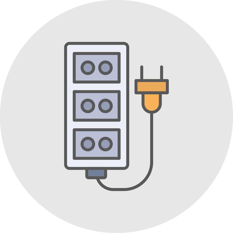 Extension Cord Line Filled Light Circle Icon vector