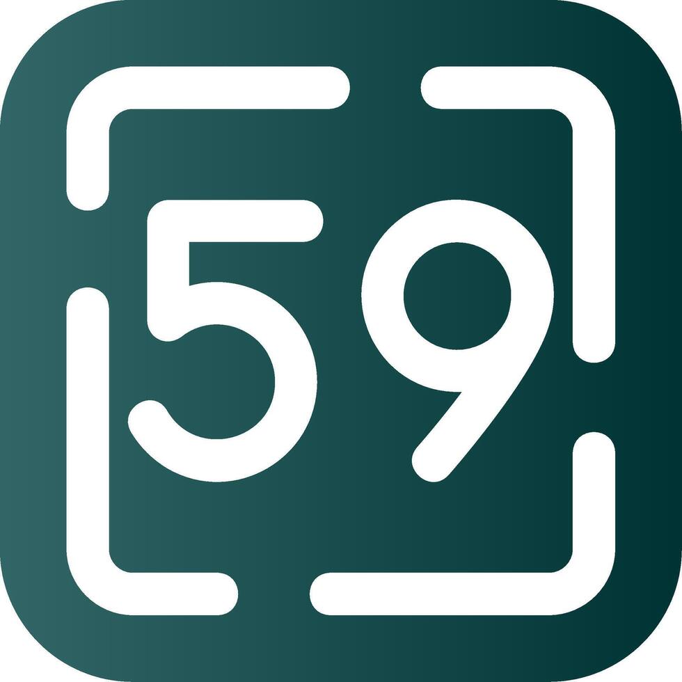 cincuenta nueve glifo degradado verde icono vector