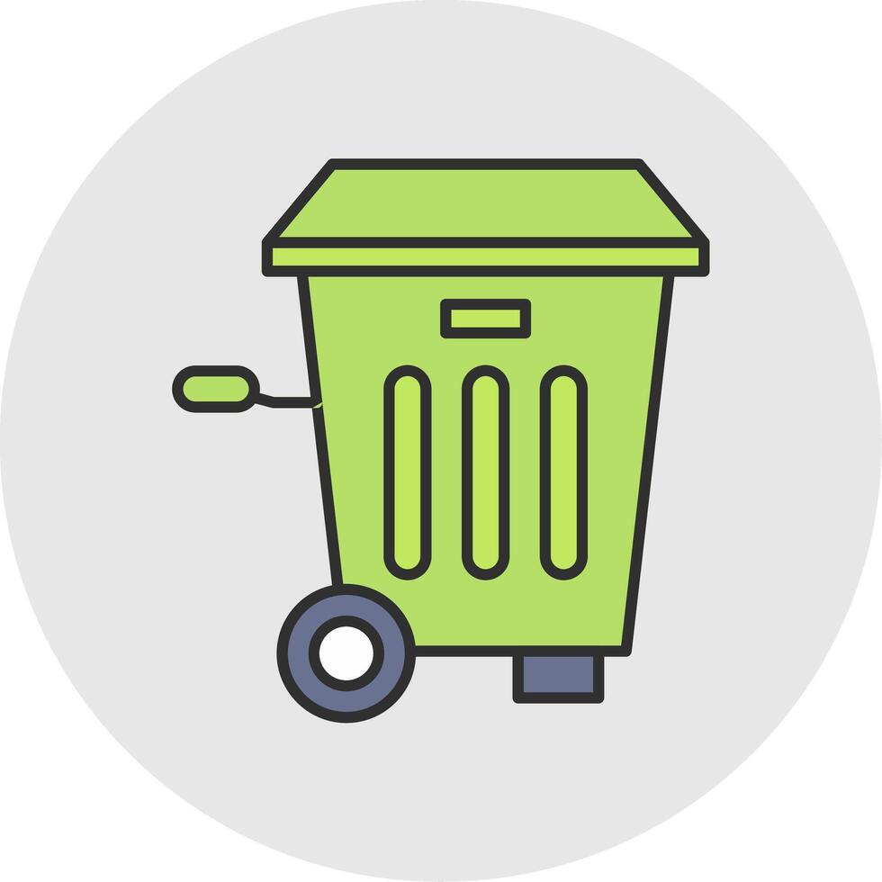 Trash Bin Line Filled Light Circle Icon vector