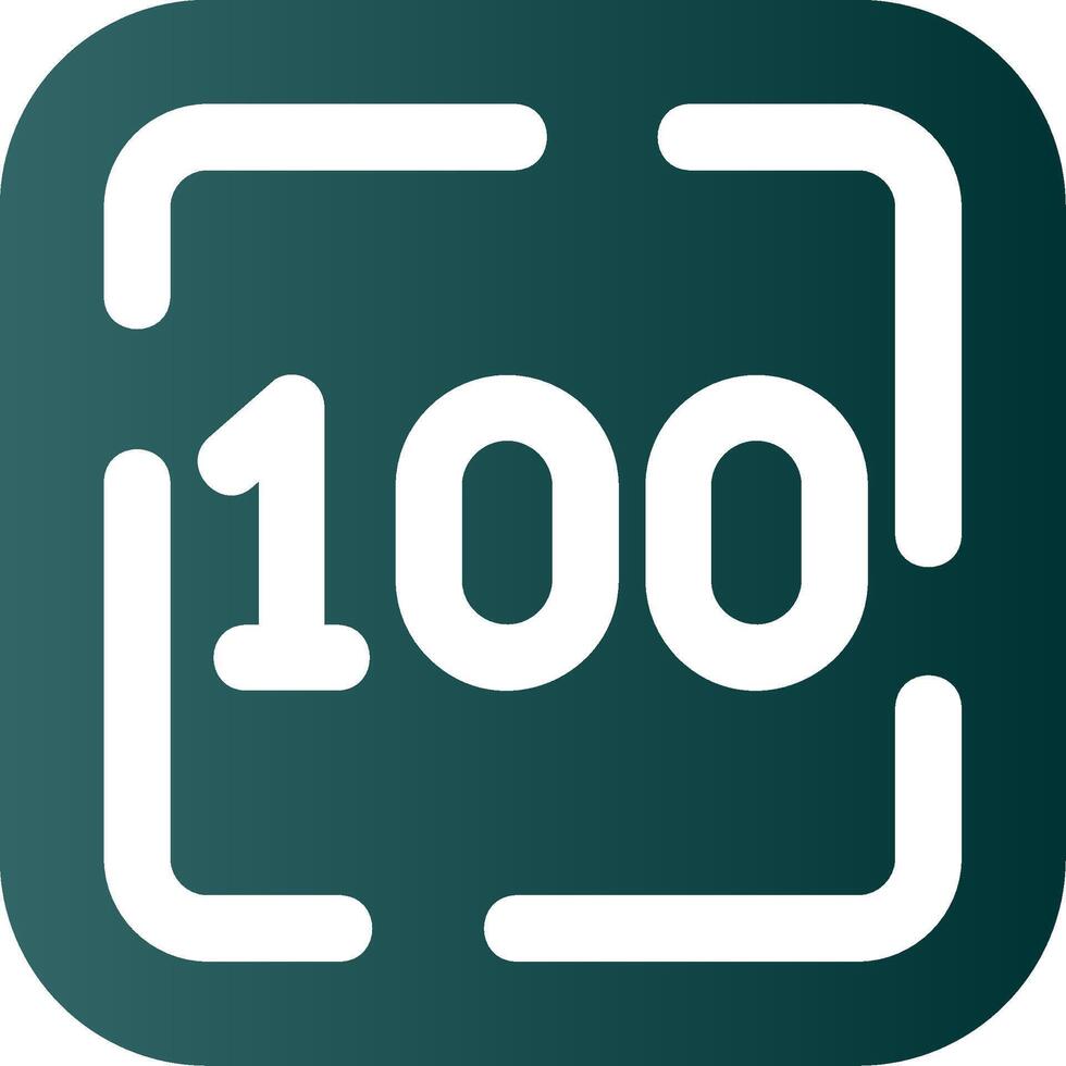 One Hundred Glyph Gradient Green Icon vector