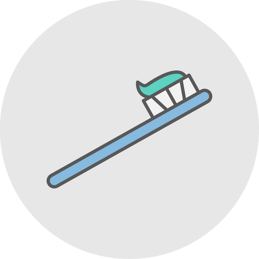 cepillo de dientes línea lleno ligero circulo icono vector