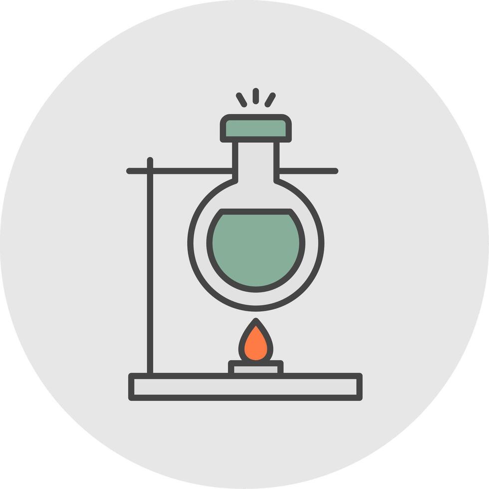 Bunsen Burner Line Filled Light Circle Icon vector