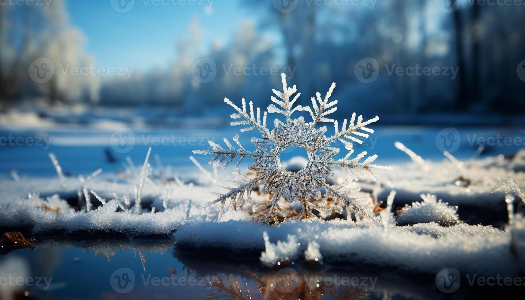 AI generated winter snow nature season, ice snowflake, frozen weather generated by AI photo