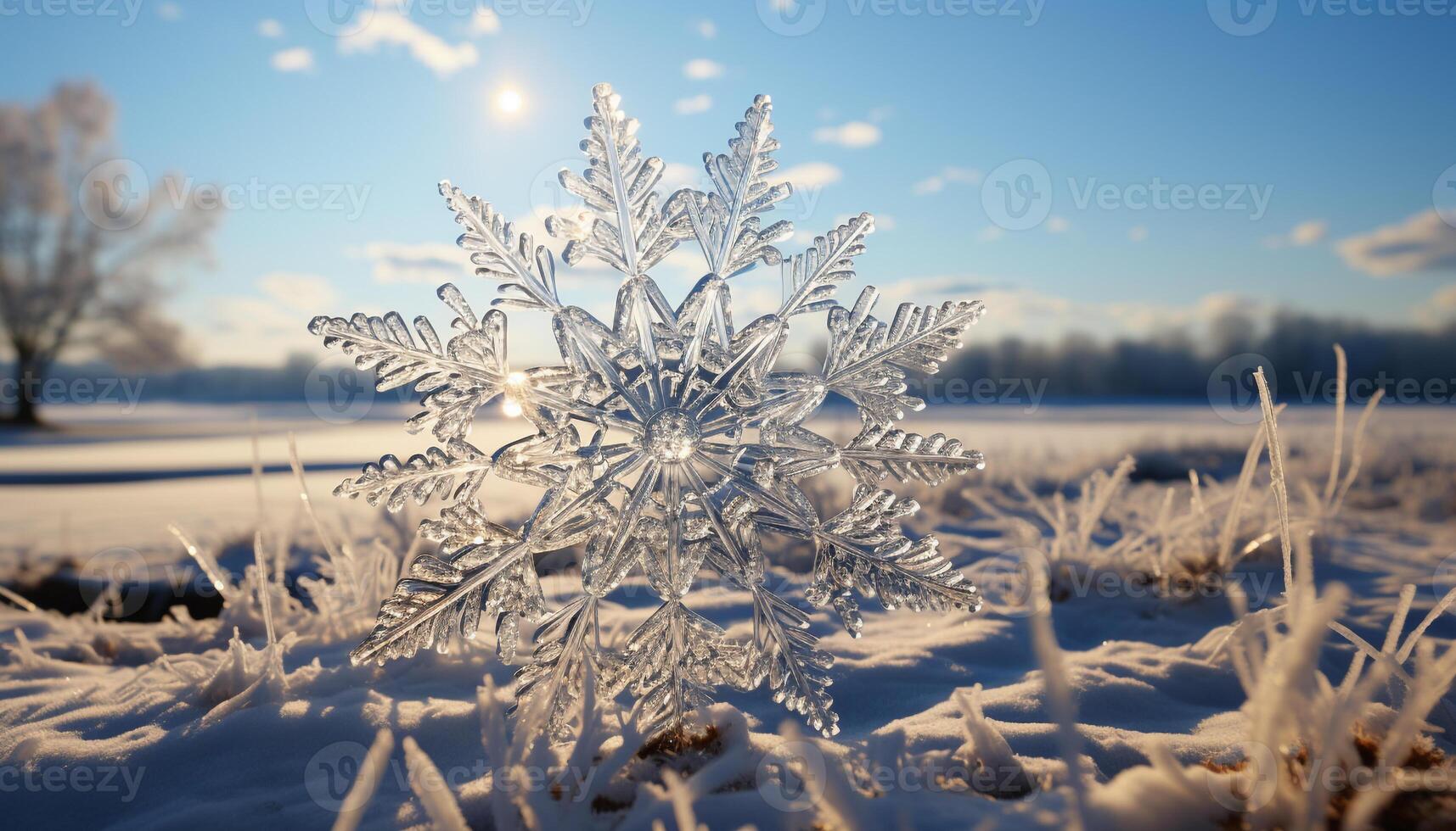 AI generated Winter snow, nature ice crystal celebration, December frost generated by AI photo