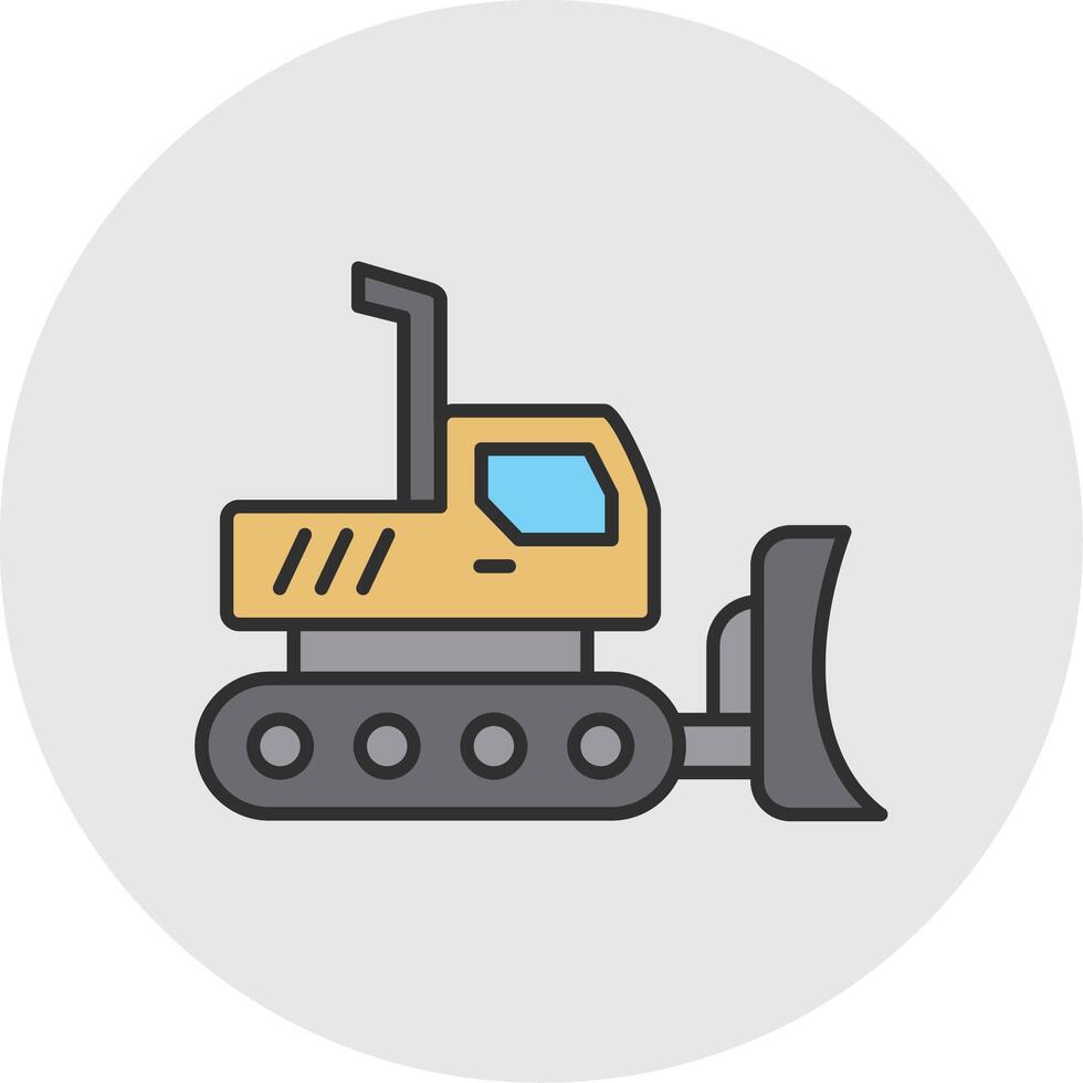 Excavator Line Filled Light Circle Icon vector