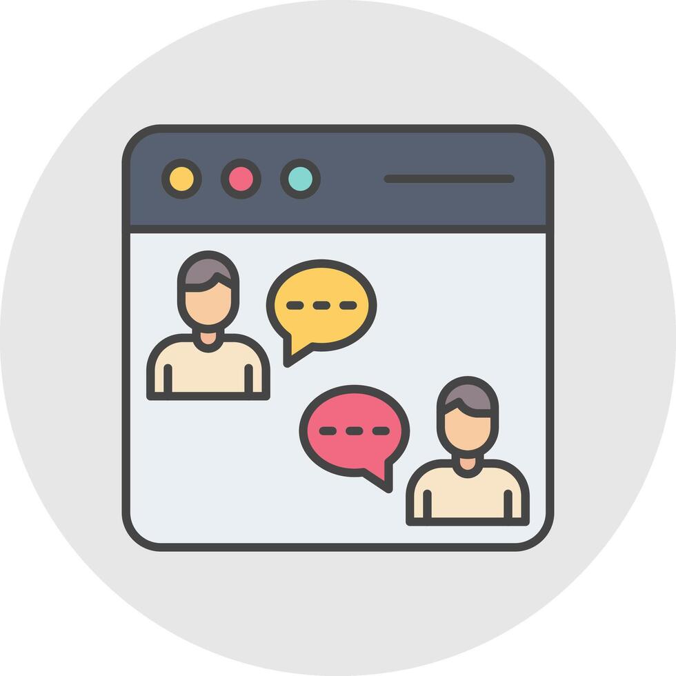 Online Chat Line Filled Light Circle Icon vector