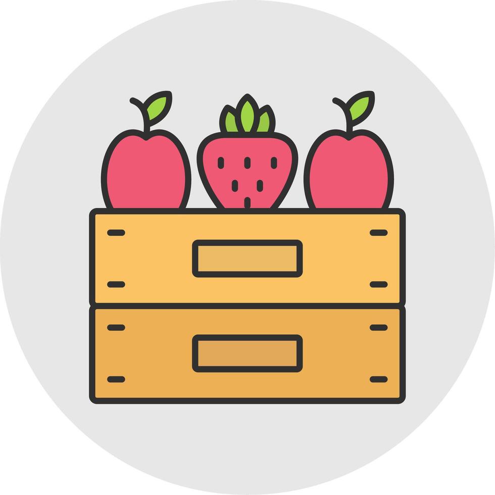 Fruta caja línea lleno ligero circulo icono vector